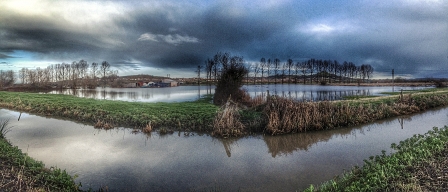 Picture of flooded field near Glastonbury
